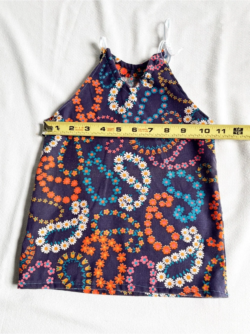 VINTAGE 60s 70s Handmade Baby Dress Strappy Plum Purple Paisley Floral Daisy